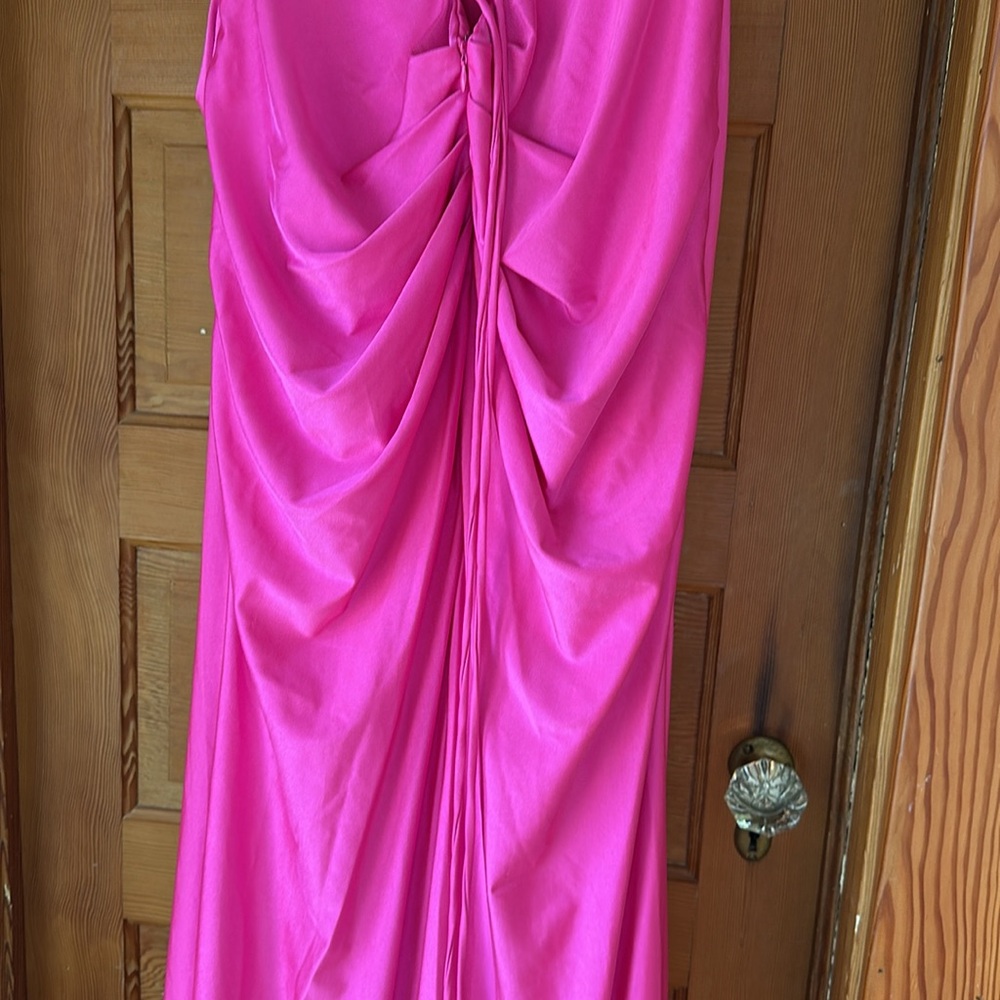 NWT Mermaid Cowl Neck Sweep Train Jersey Prom Dress with Pleated Sequins Split - Picture 14 of 16